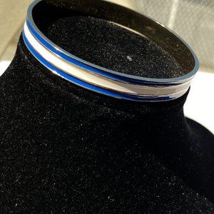 Blue and White Gold Plated Bangle
